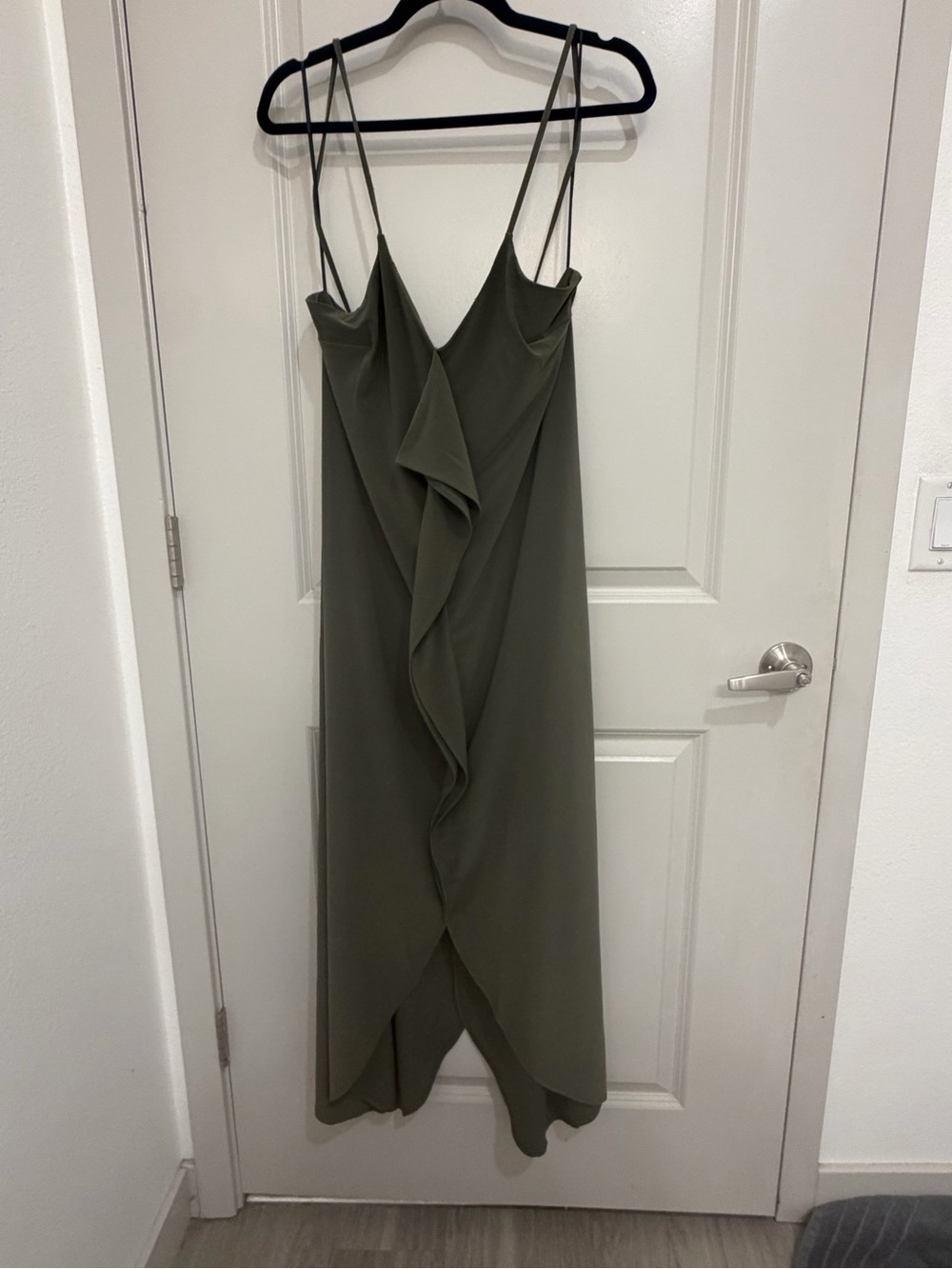 Express V-Neck Sleeveless Tie Back Asymmetrical Maxi Dress